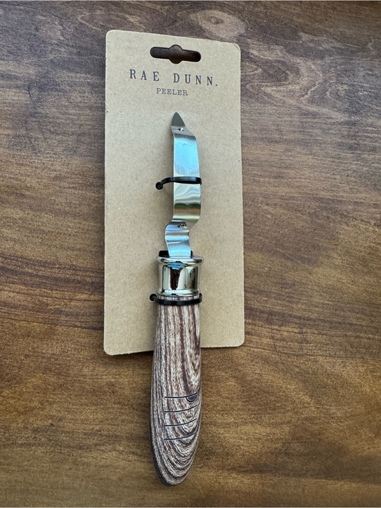 Rae Dunn Other - RAE DUNN Wood-Handle Stainless Steel Peeler - Brown and Silver